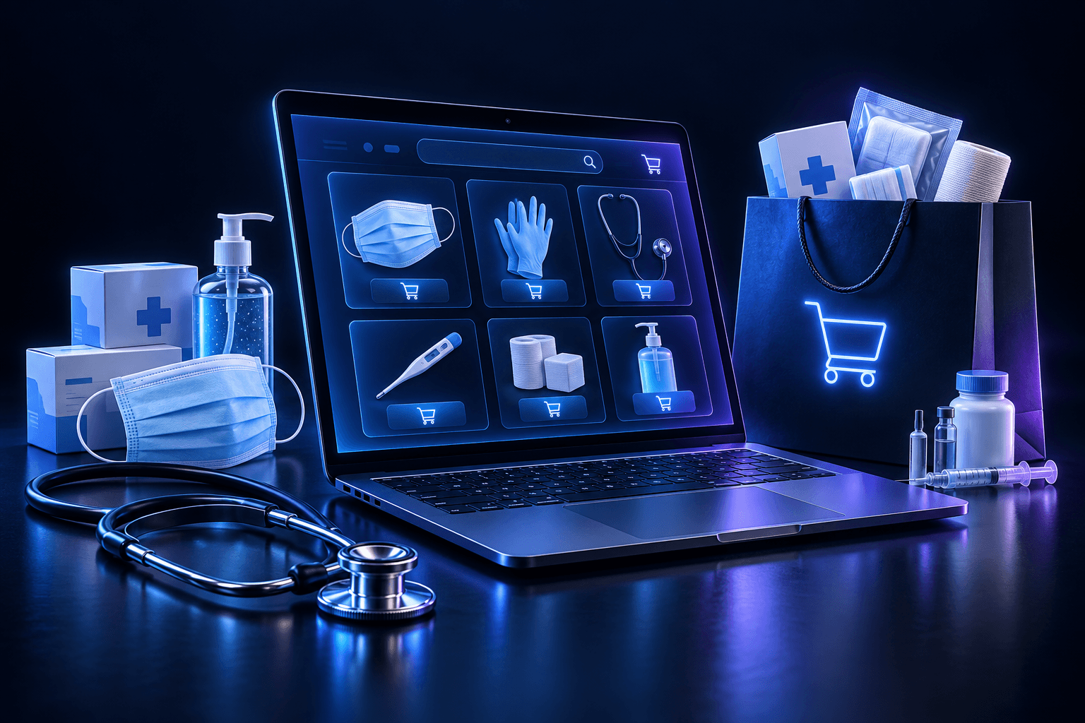 As Medikal e-ticaret sitesi için hazırlanmış temsili teknoloji illüstrasyonu